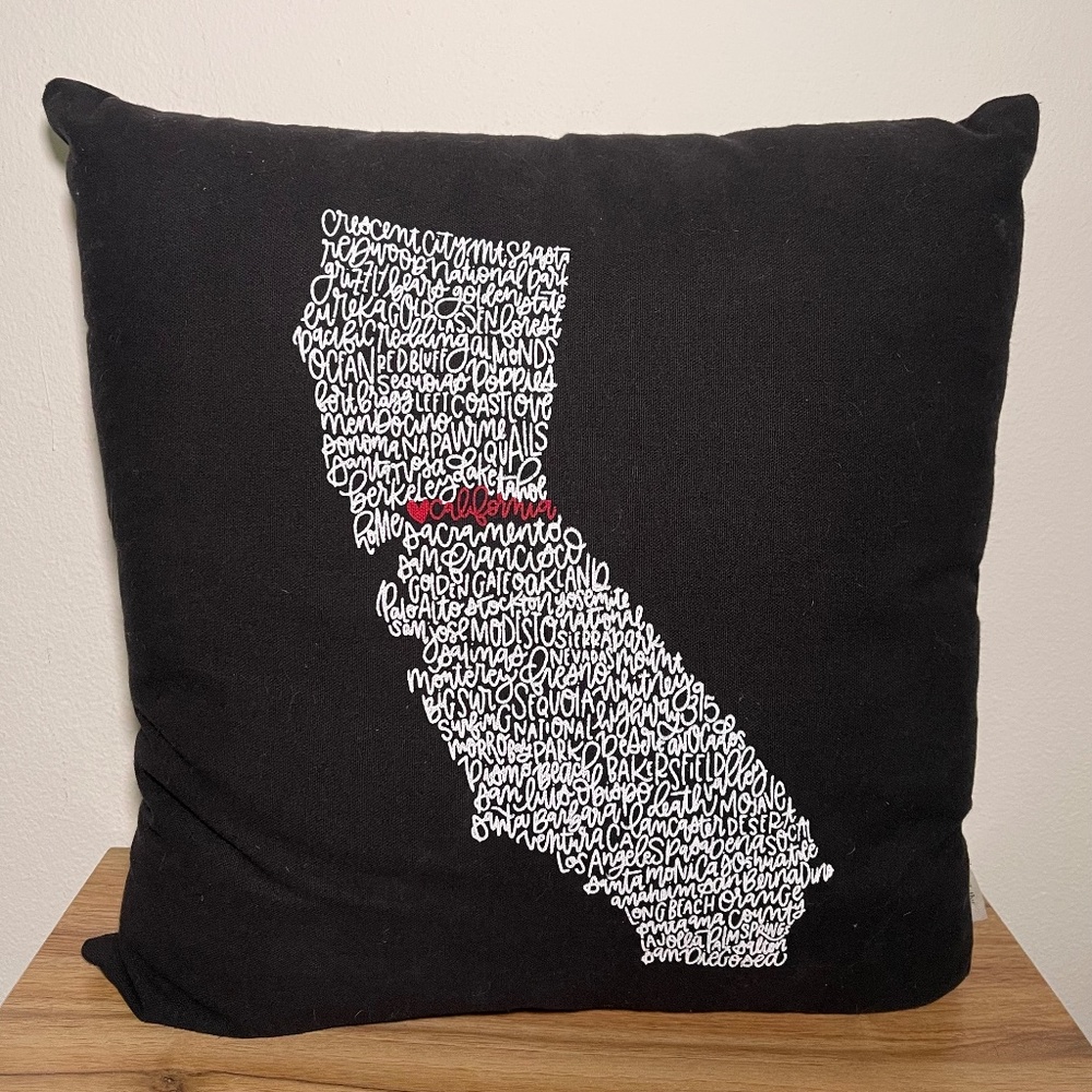 Designs by Kathy California Cities Love Type Print Square Accent Throw Pillow
